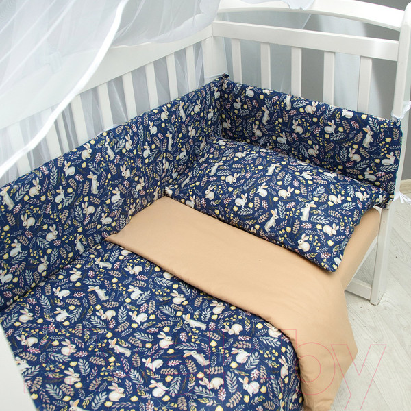 Изображение товара Комплект постельный для малышей Amarobaby Зайчики / AMARO-3003-ZSi (синий)