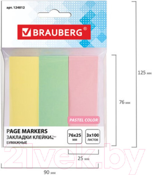 Изображение товара Стикеры канцелярские Brauberg 124812 (пастельный)