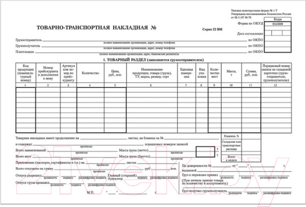 Изображение товара Бланк бухгалтерский Brauberg Товарно-транспортная накладная / 130135