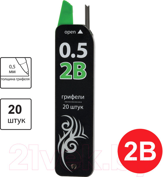 Изображение товара Набор грифелей для карандаша Brauberg Hi-Polymer / 180448 (20шт)