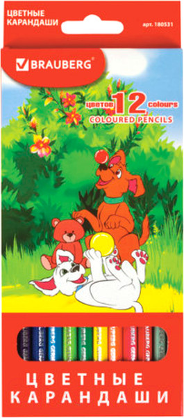 Изображение товара Набор цветных карандашей Brauberg My Lovely Dogs / 180531 (12шт)
