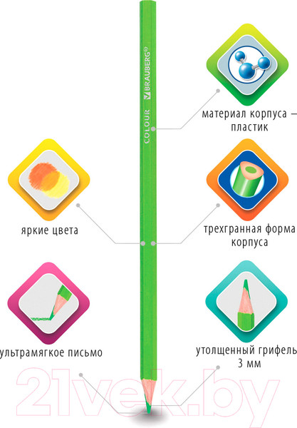 Изображение товара Набор цветных карандашей Brauberg Premium / 181662 (18цв)