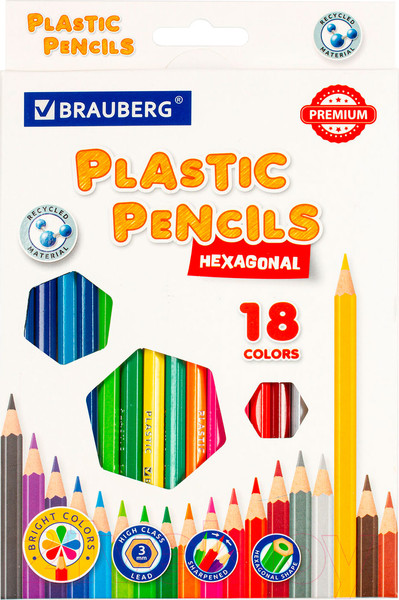 Изображение товара Набор цветных карандашей Brauberg Premium / 181667 (18цв)