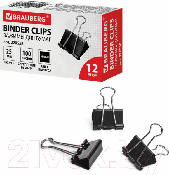 Изображение товара Зажим для бумаги Brauberg 220558 (12шт)