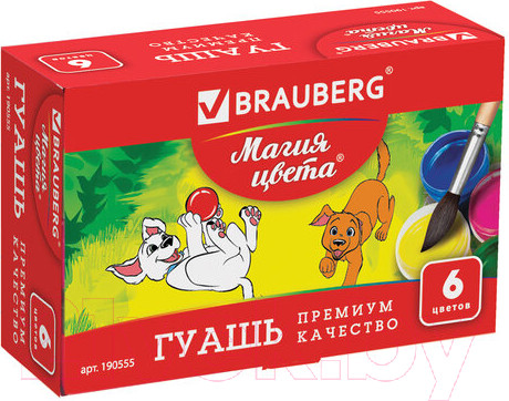 Изображение товара Гуашь Brauberg Магия цвета / 190555 (6цв)