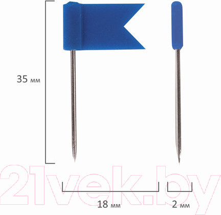 Изображение товара Булавки канцелярские Brauberg Флажки маркировочные / 221537 (50шт)