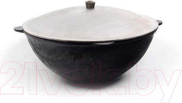 Изображение товара Казан Chugun Invest Узбекский с алюминиевой крышкой (10л, плоское дно)