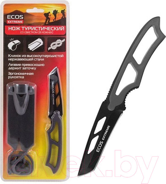Изображение товара Нож туристический ECOS EX-SW-B01GR / 325125 (серый, со свистком)
