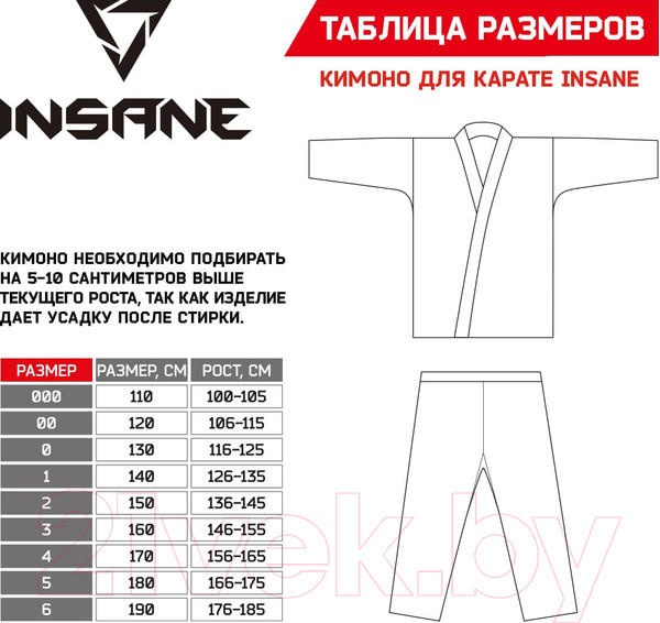 Изображение товара Кимоно для карате Insane Start / IN22-KT200 (р-р 3/160, белый)