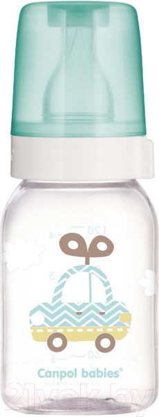 Изображение товара Бутылочка для кормления Canpol С рисунком / 42/202 (120мл, розовый/бирюзовый)