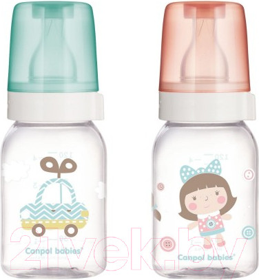 Изображение товара Бутылочка для кормления Canpol С рисунком / 42/202 (120мл, розовый/бирюзовый)