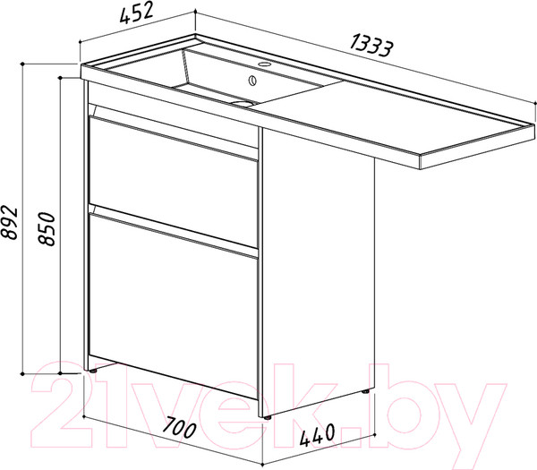 Изображение товара Тумба под умывальник Belux Прометей Н 70-02 (1, белый глянцевый)