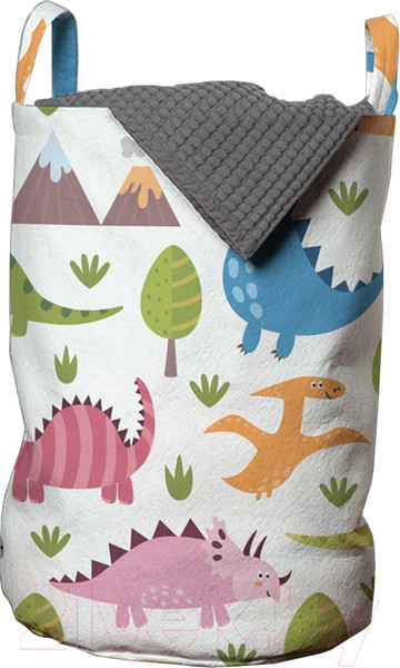 Изображение товара Корзина для белья JoyArty Цветные динозавры / gaba_47608