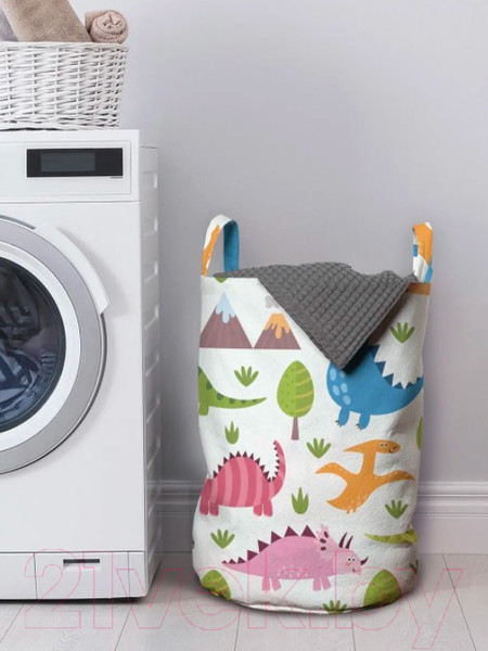 Изображение товара Корзина для белья JoyArty Цветные динозавры / gaba_47608