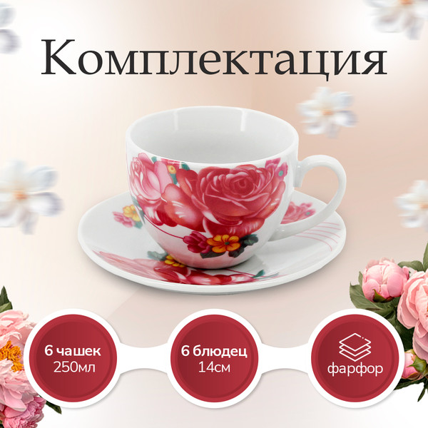 Изображение товара Набор для чая/кофе Rosenberg RPO-115027-12 (12шт)