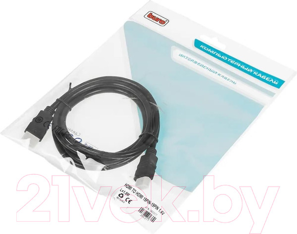 Изображение товара Кабель Buro BHP HDMI 1.5 (1.5м, черный)