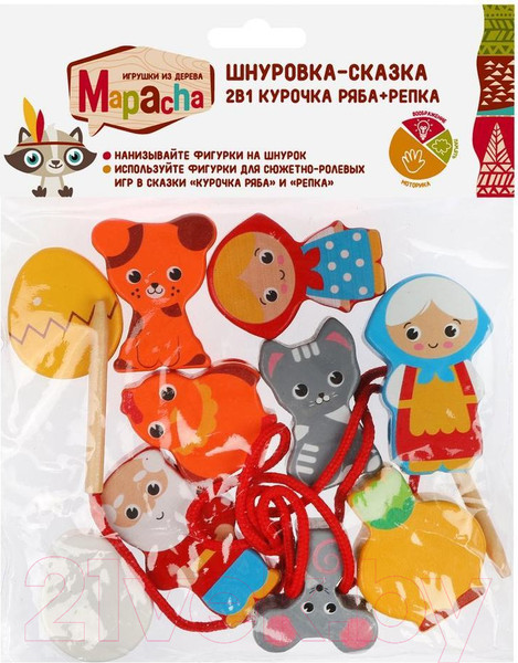 Изображение товара Развивающая игрушка Mapacha Шнуровка-сказка 2 в 1. Курочка Ряба + Репка / 76806