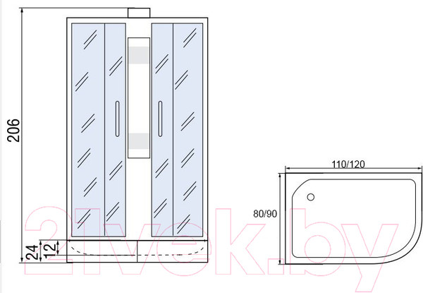 Изображение товара Душевая кабина Мономах 110/80/24 МЗ R Б/К