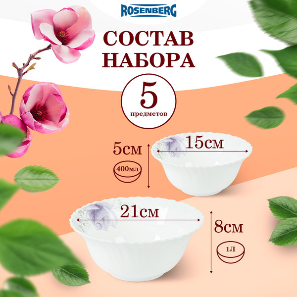 Изображение товара Набор салатников Rosenberg RGC-130022 (5шт)