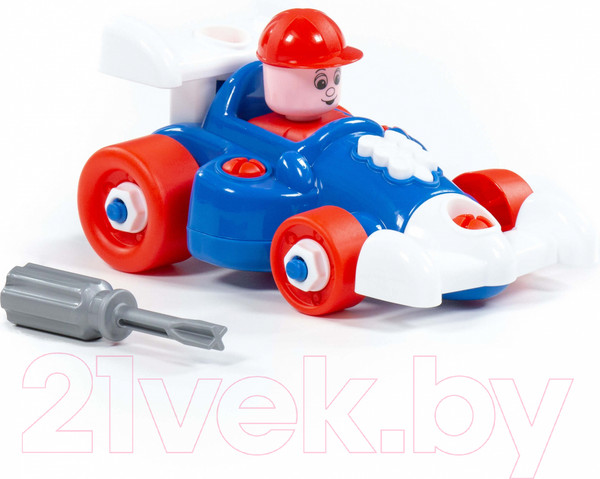 Изображение товара Игрушка-конструктор Полесье Транспорт Автомобиль гоночный / 77127 (22эл)