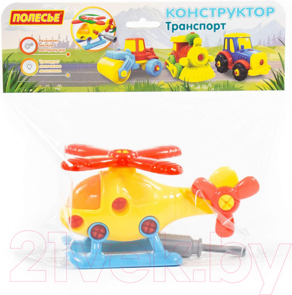 Изображение товара Игрушка-конструктор Полесье Транспорт Вертолёт / 78223 (16эл)