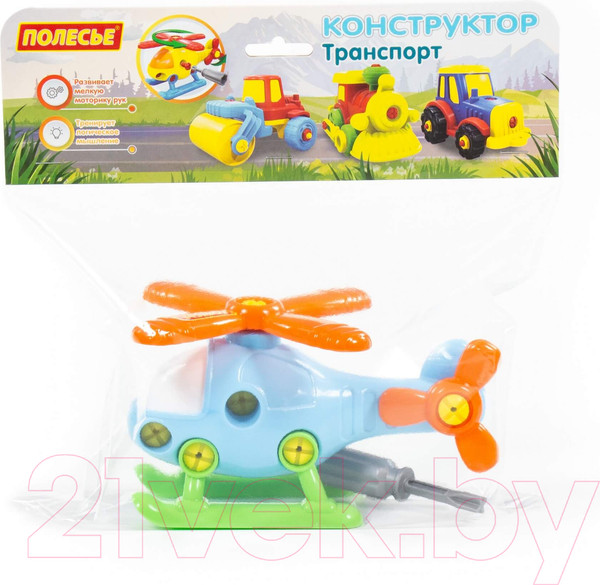 Изображение товара Игрушка-конструктор Полесье Транспорт Вертолёт / 78223 (16эл)