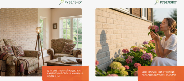 Изображение товара Декоративный камень бетонный РуБелЭко Кирпич Римский КР-002 (слоновая кость)