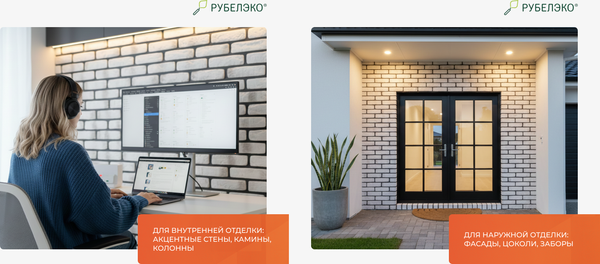 Изображение товара Декоративный камень бетонный РуБелЭко Кирпич Средневековый КС-013 (белый с тонировкой)