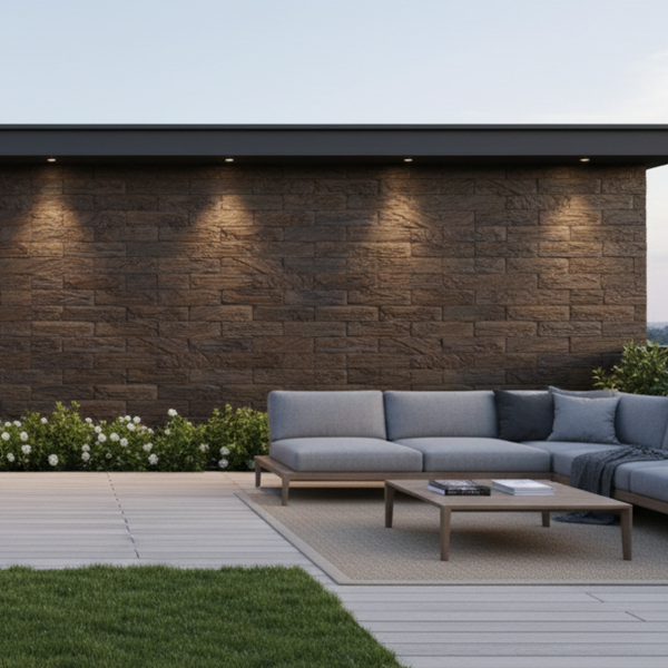 Изображение товара Декоративный камень бетонный РуБелЭко Кирпич древесный КД-005 (коричневый с травлением)