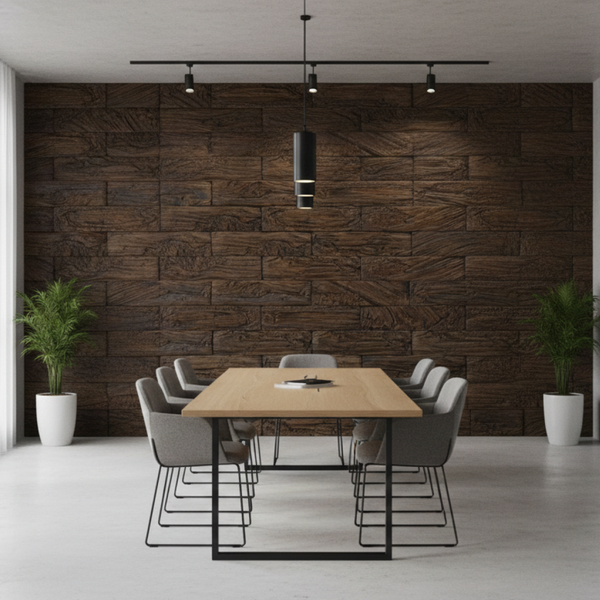 Изображение товара Декоративный камень бетонный РуБелЭко Кирпич древесный КД-005 (коричневый с травлением)