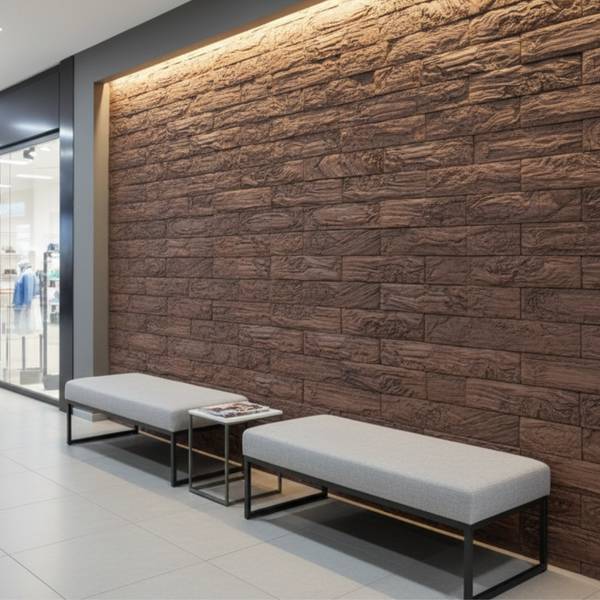 Изображение товара Декоративный камень бетонный РуБелЭко Кирпич древесный КД-002 (красный с травлением)