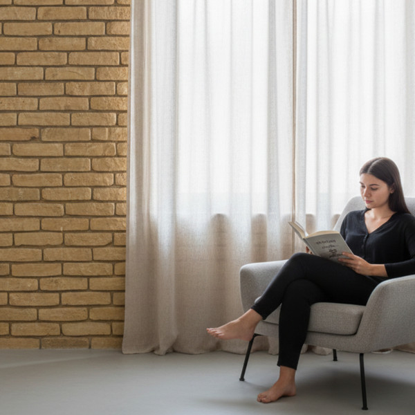 Изображение товара Декоративный камень бетонный РуБелЭко Кирпич вулканический КВ-002 (слоновая кость с оранжевым травлением)