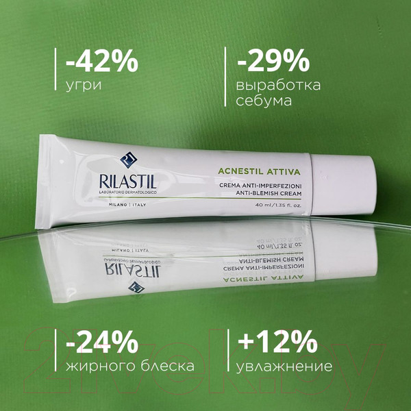 Изображение товара Крем для лица Rilastil Acnestil Attiva Для кожи с несовершенствами склонной к акне (40мл)
