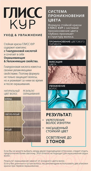 Изображение товара Крем-краска для волос Глисс Кур Уход и увлажнение c гиалуроновой кислотой 10-55 (пепельно-русый)