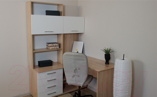 Изображение товара Надстройка для стола Империал Гарвард угловая 120 ЛВ (дуб сонома/белый)