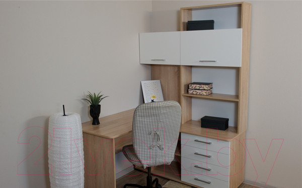 Изображение товара Надстройка для стола Империал Гарвард угловая 120 ПР (дуб сонома/белый)