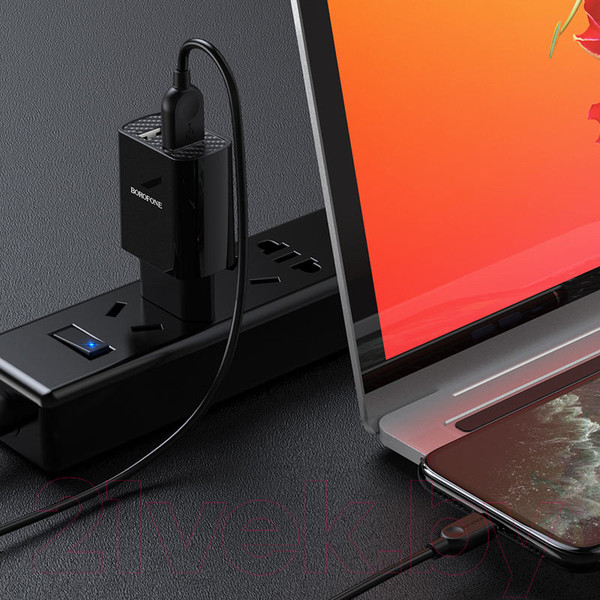 Изображение товара Зарядное устройство сетевое Borofone BA53A + кабель AM-8pin Lightning / 6931474739155 (черный)