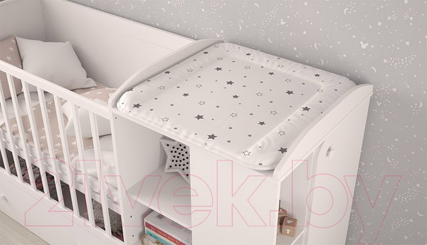 Изображение товара Пеленальный матрас Polini Kids Звездное сияние на комод 65x65 / 0002429-24 (белый/серый)