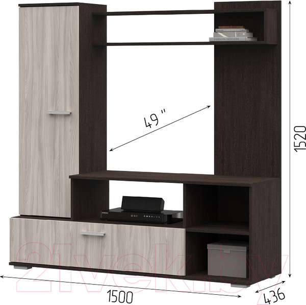 Изображение товара Стенка Стендмебель Лима (дуб белфорт/венге)