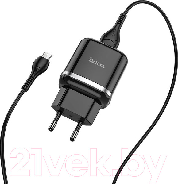 Изображение товара Зарядное устройство сетевое Hoco N3 + кабель AM-microBM / 6931474729361 (черный)