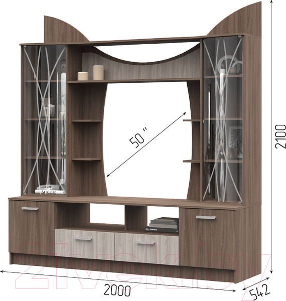 Изображение товара Стенка Стендмебель Ольбия (ясень шимо светлый/ясень шимо темный)