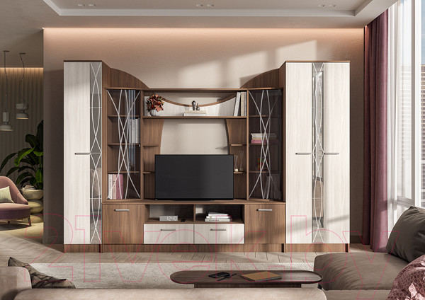 Изображение товара Стенка Стендмебель Ольбия (ясень шимо светлый/ясень шимо темный)