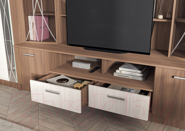 Изображение товара Стенка Стендмебель Ольбия (ясень шимо светлый/ясень шимо темный)