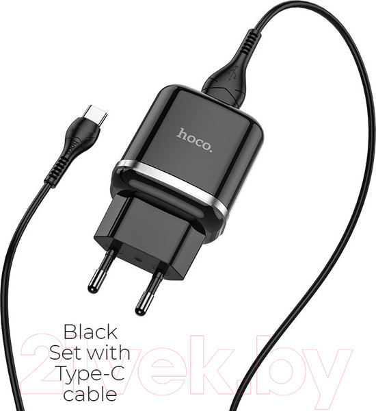 Изображение товара Зарядное устройство сетевое Hoco N3 + кабель AM-Type-C / 6931474729385 (черный)