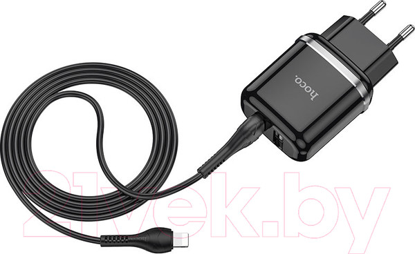 Изображение товара Зарядное устройство сетевое Hoco N4 + кабель AM-8pin Lightning / 6931474731012 (черный)