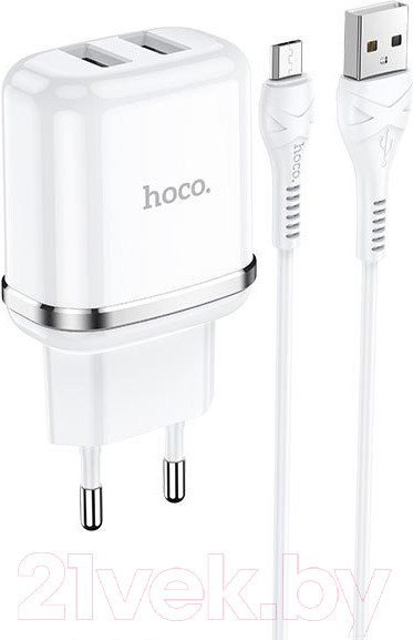 Изображение товара Зарядное устройство сетевое Hoco N4 + кабель AM-microBM / 6931474731043 (белый)