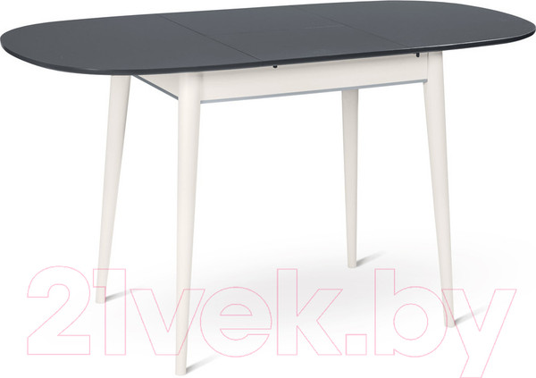 Изображение товара Обеденный стол ТехКомПро Арека М / 121373 (бук/тон черная эмаль/тон подстолья 1/ножка 8)