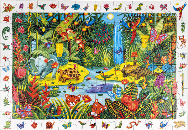 Изображение товара Пазл Айрис-пресс IQ с развивающей игрой. Яркие джунгли / 9785811272365 (60эл)