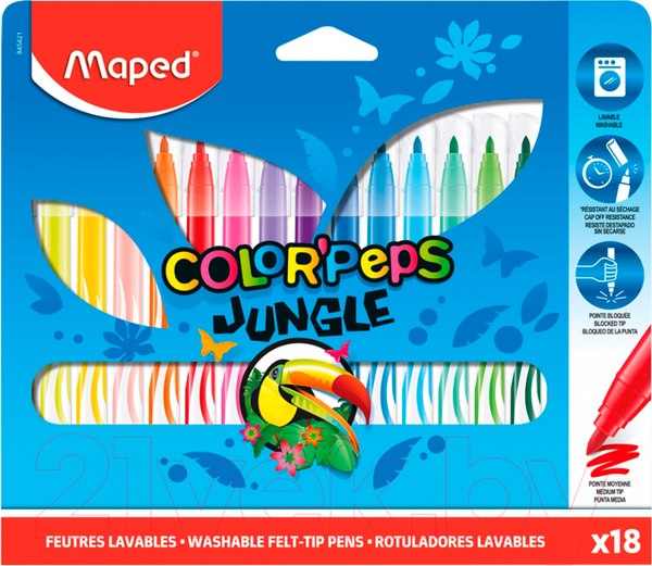 Изображение товара Фломастеры Maped Jungle / 845421 (18шт)