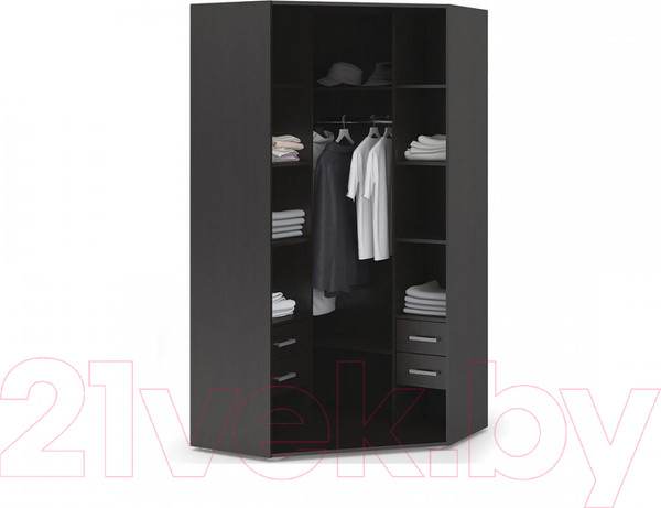 Изображение товара Шкаф Стендмебель Вегас угловой двухстворчатый (белый глянец/венге)